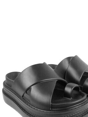 Nib Sacai Black Crossover Toe-Loop Slide Sandals